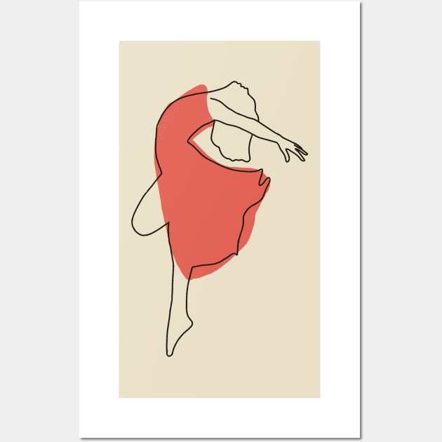 Ballerina dancer minimalist line art Wall Art by SwasRasaily